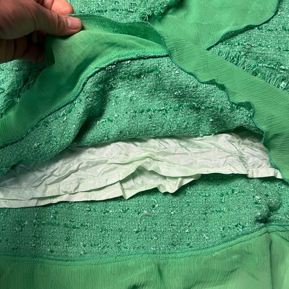 Design Todays Green Textured Fringe Skirt XL Asymmetrical Hem Made USA Retro Y2K - Picture 7 of 9